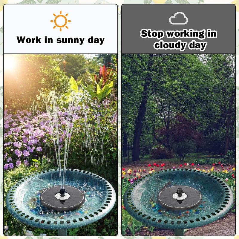 Yzert Solar Fountain Glass White Flower, 3.5W Bird Bath Fountains Solar Power No Battery with 4 Fixed Rods & 7 Nozzles, Solar Fountain Pump for Bird Bath, Garden, Outdoor, Pond, Pool,Hummingbird - Image 4